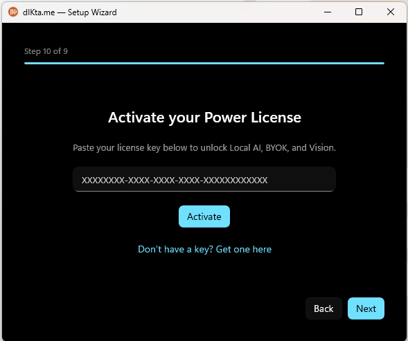 Wizard — Activate Power License