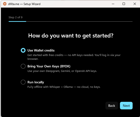 Wizard — Mode selection (license unlocked)