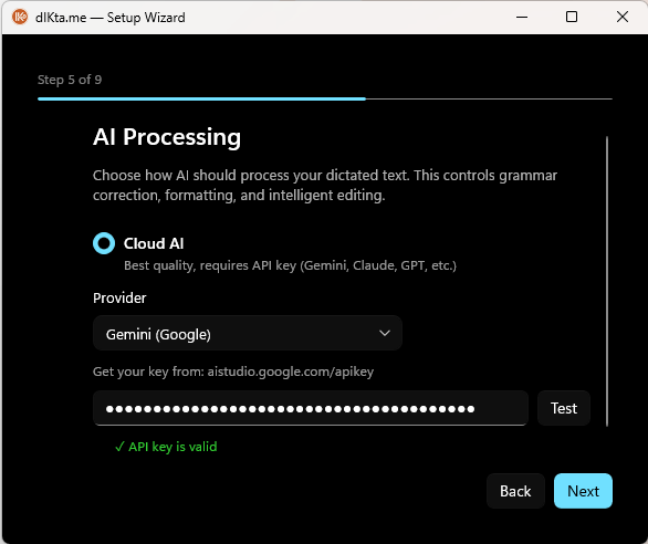 Wizard — LLM key validated