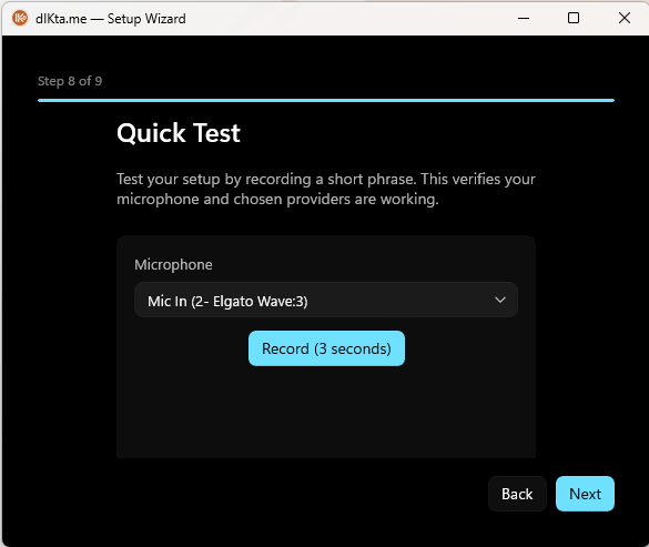 Wizard — Quick Test