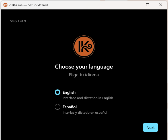 Wizard — Language step